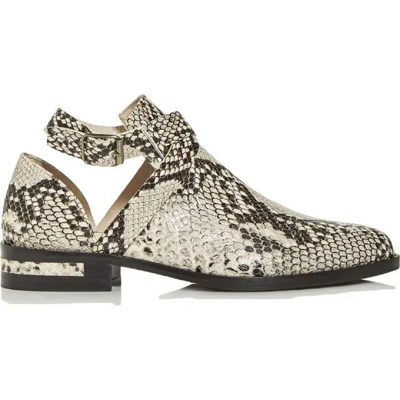 Freda Salvador Womens Spark B/W Snake Print Ankle strap Booties Shoes NWT - Picture 2 of 3